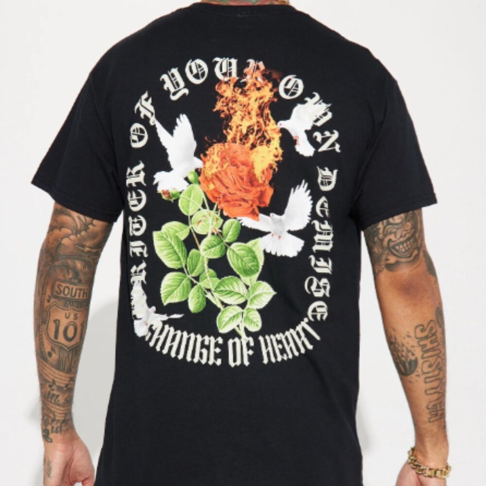 NEW Men's "Change Of Heart" Short Sleeve Graphic Tee - Black